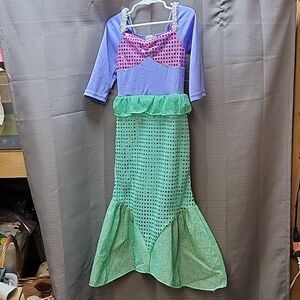 Girls Little Mermaid Ariel Princess‎ Dress by The Two Princesses size 4 w/ Crown